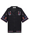 Linen shirt with short sleeves and embroidery Konyk dark