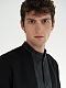 Black linen shirt with embroidered black rhombuses ED17 Black