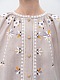 Beige linen embroidered dress with floral motifs and tassels Vesnyanka Beige