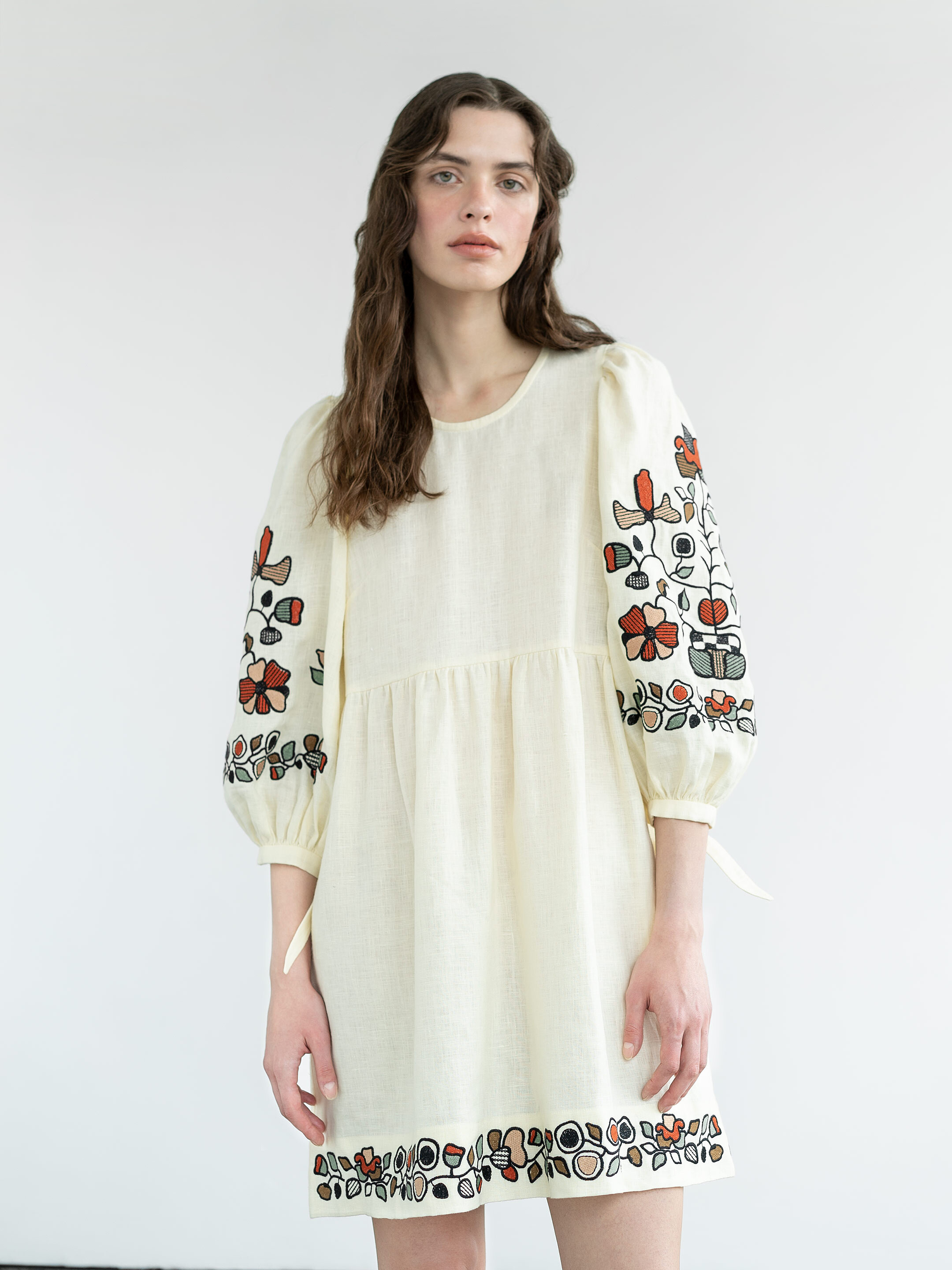 Linen dress with embroidery Zadorozhniy Dress cheap