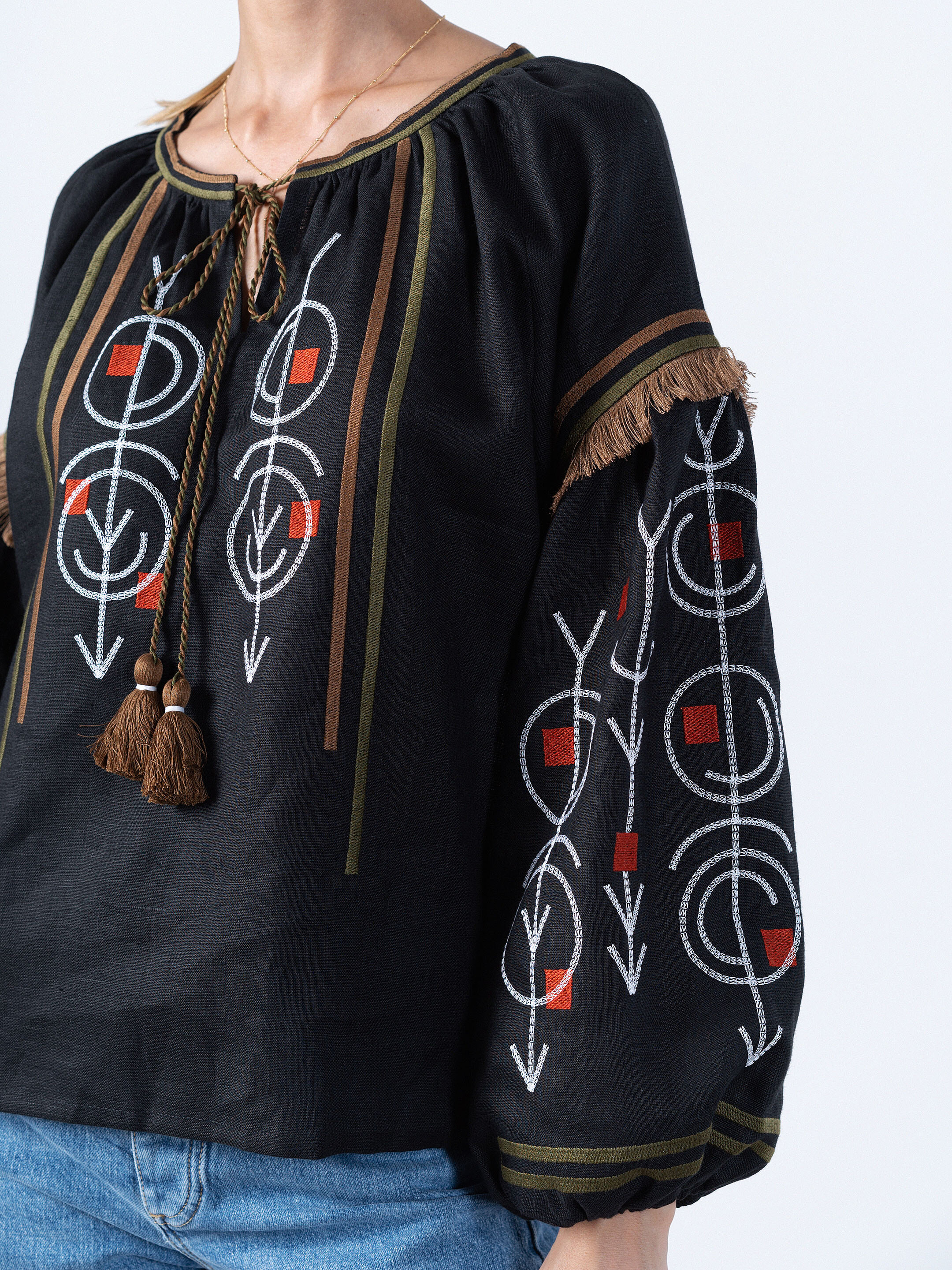 Linen embroidered shirt in black GEO in Ukraine