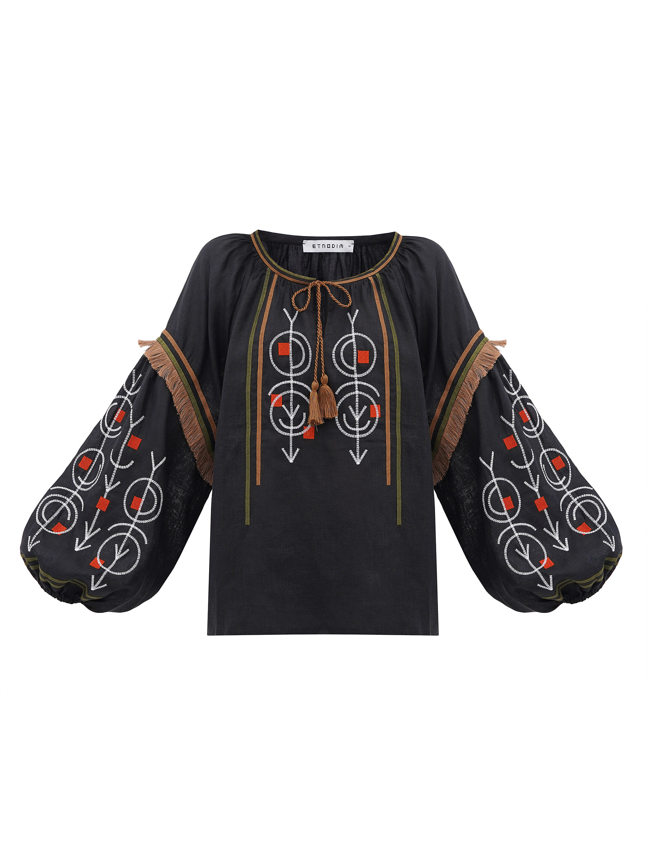 Linen embroidered shirt in black GEO choose