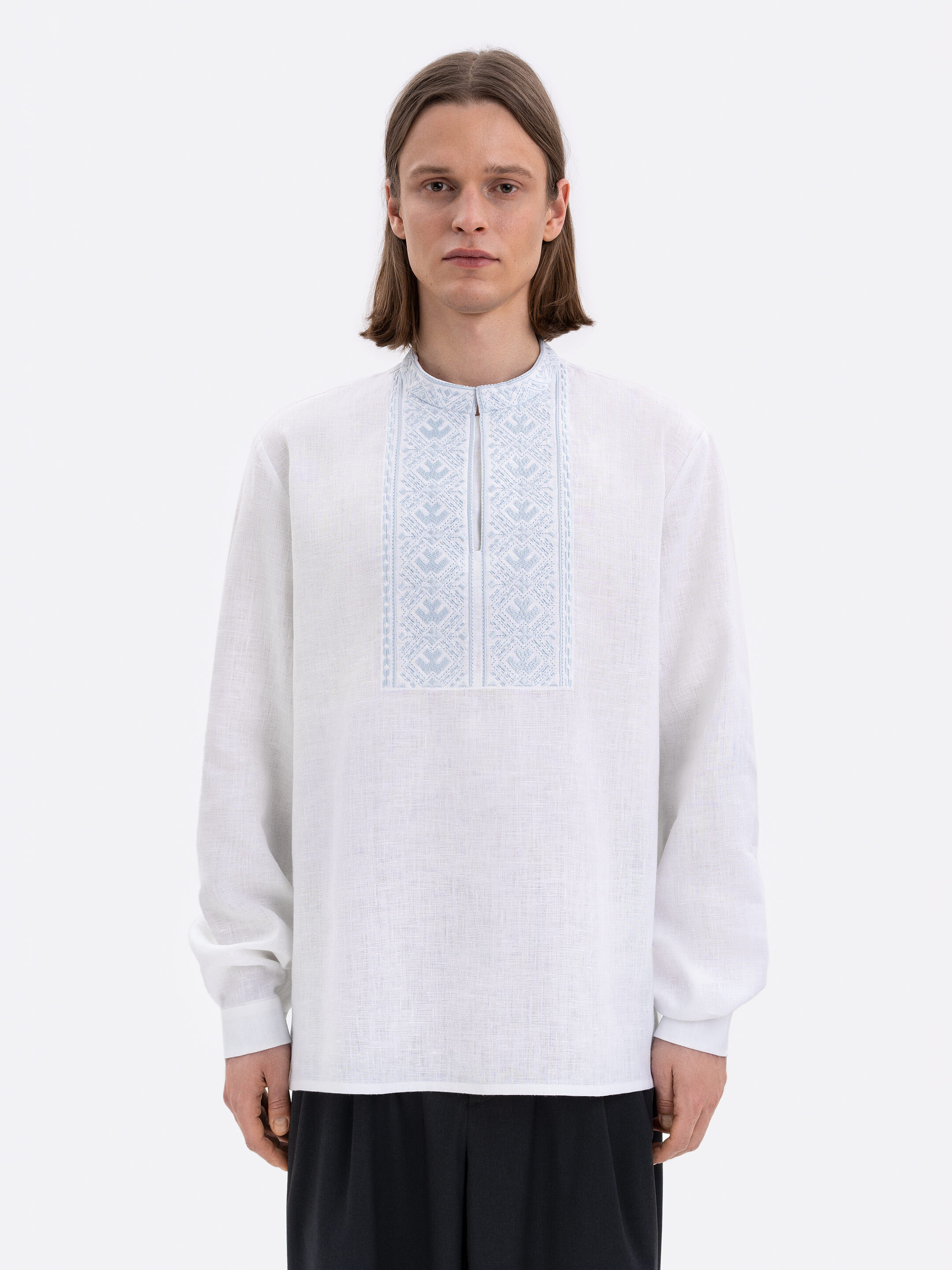 Men's linen shirt with embroidery Sky Buy