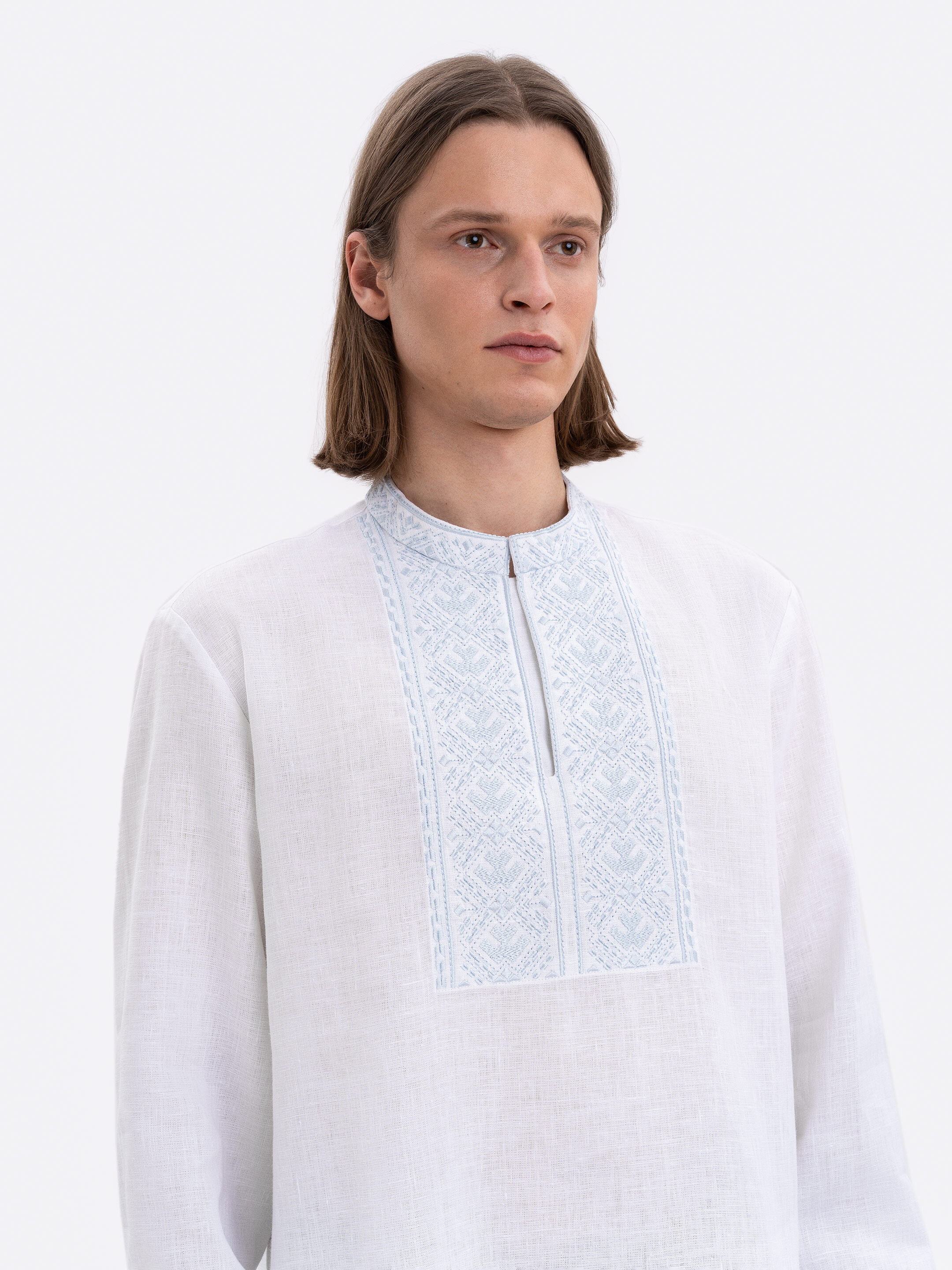 Men's linen shirt with embroidery Sky photo
