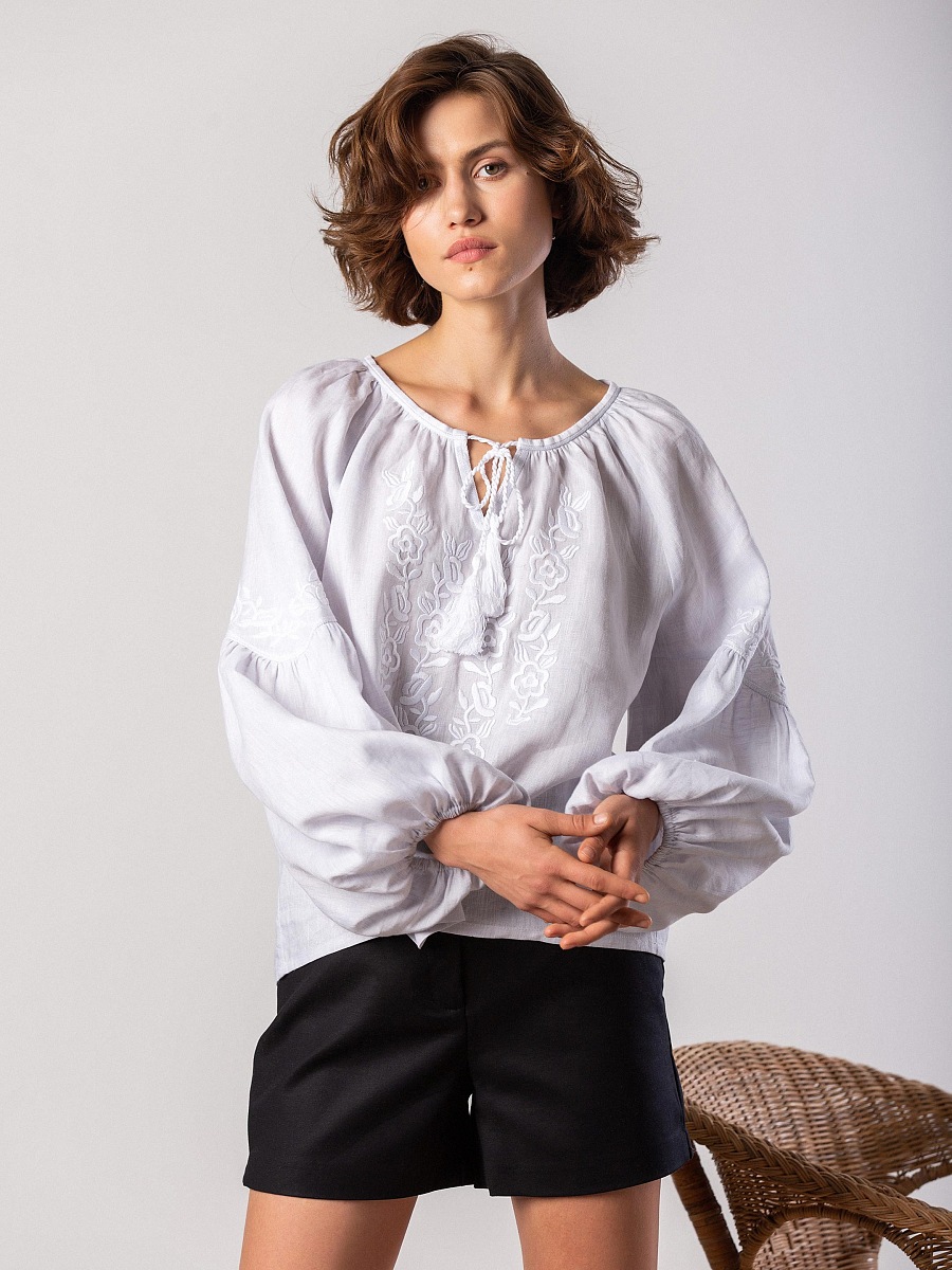 White blouse with white floral embroidery Pure [0]