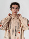 Beige linen embroidered shirt  MEN'S SLOVO