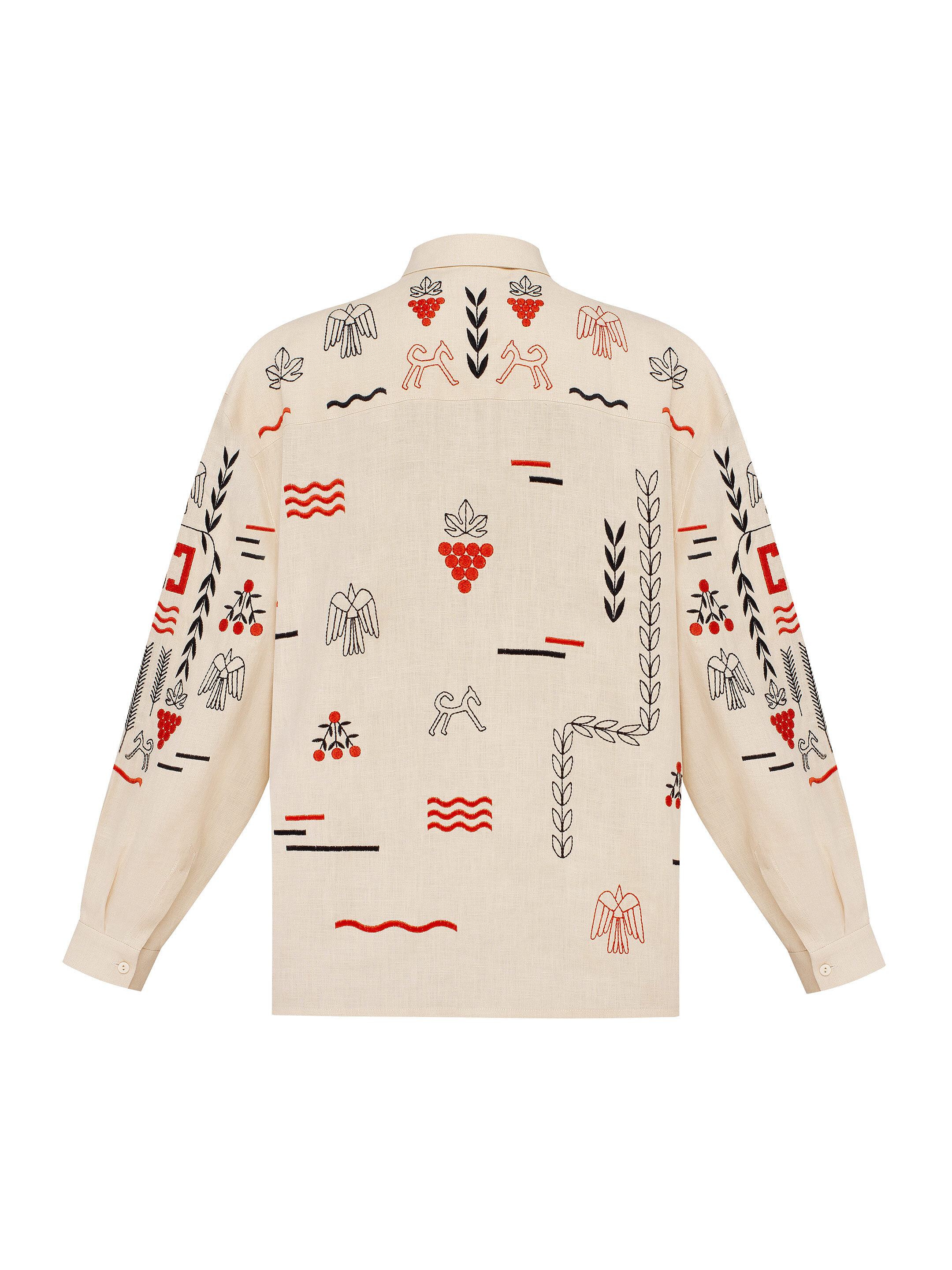 Beige linen embroidered shirt  MEN'S SLOVO fitting