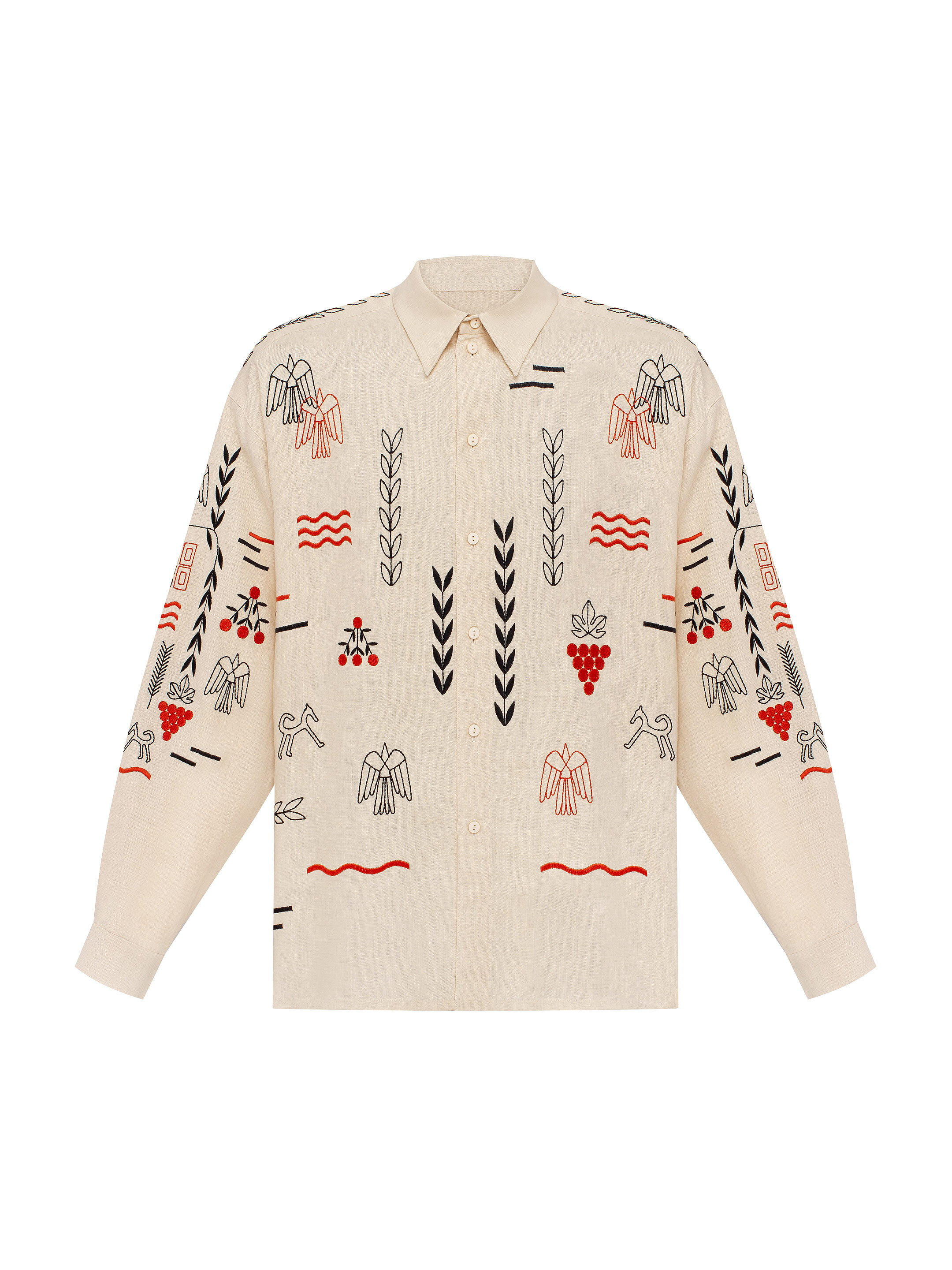 Beige linen embroidered shirt  MEN'S SLOVO choose