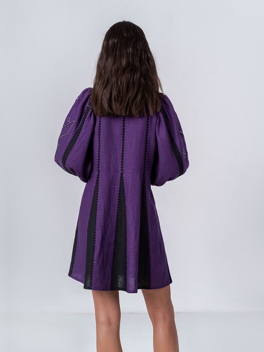 Linen Wrap Dress Geometria  [0]