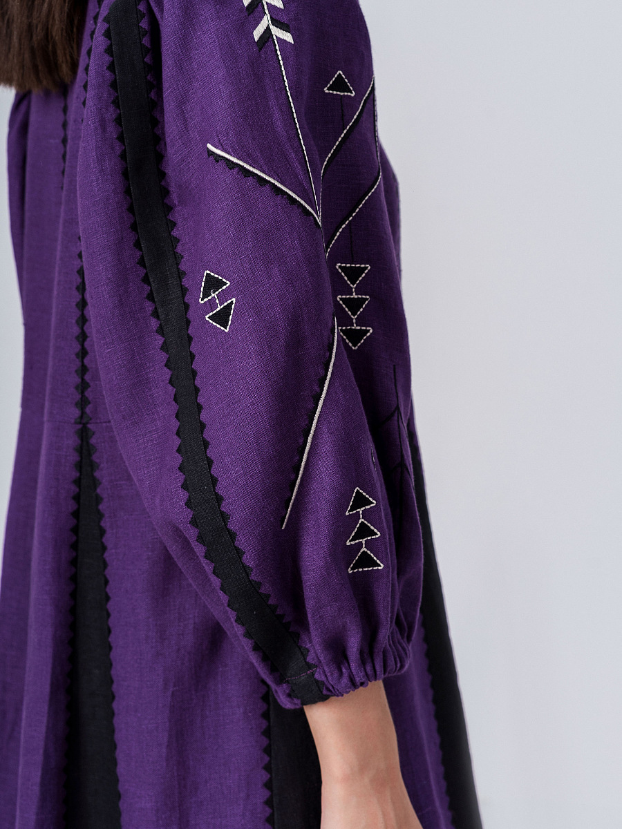 Linen Wrap Dress Geometria  [0]
