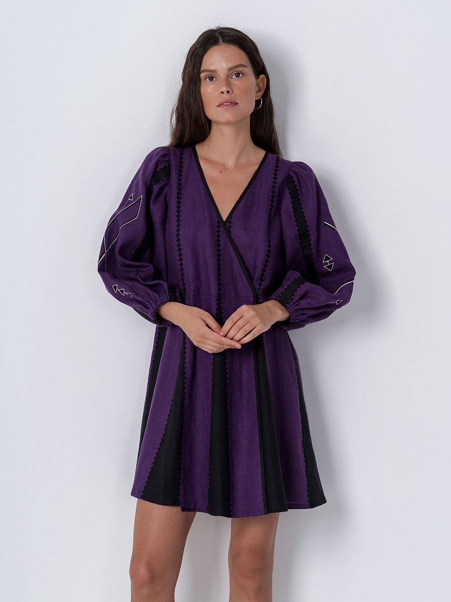 Linen Wrap Dress Geometria  [0]