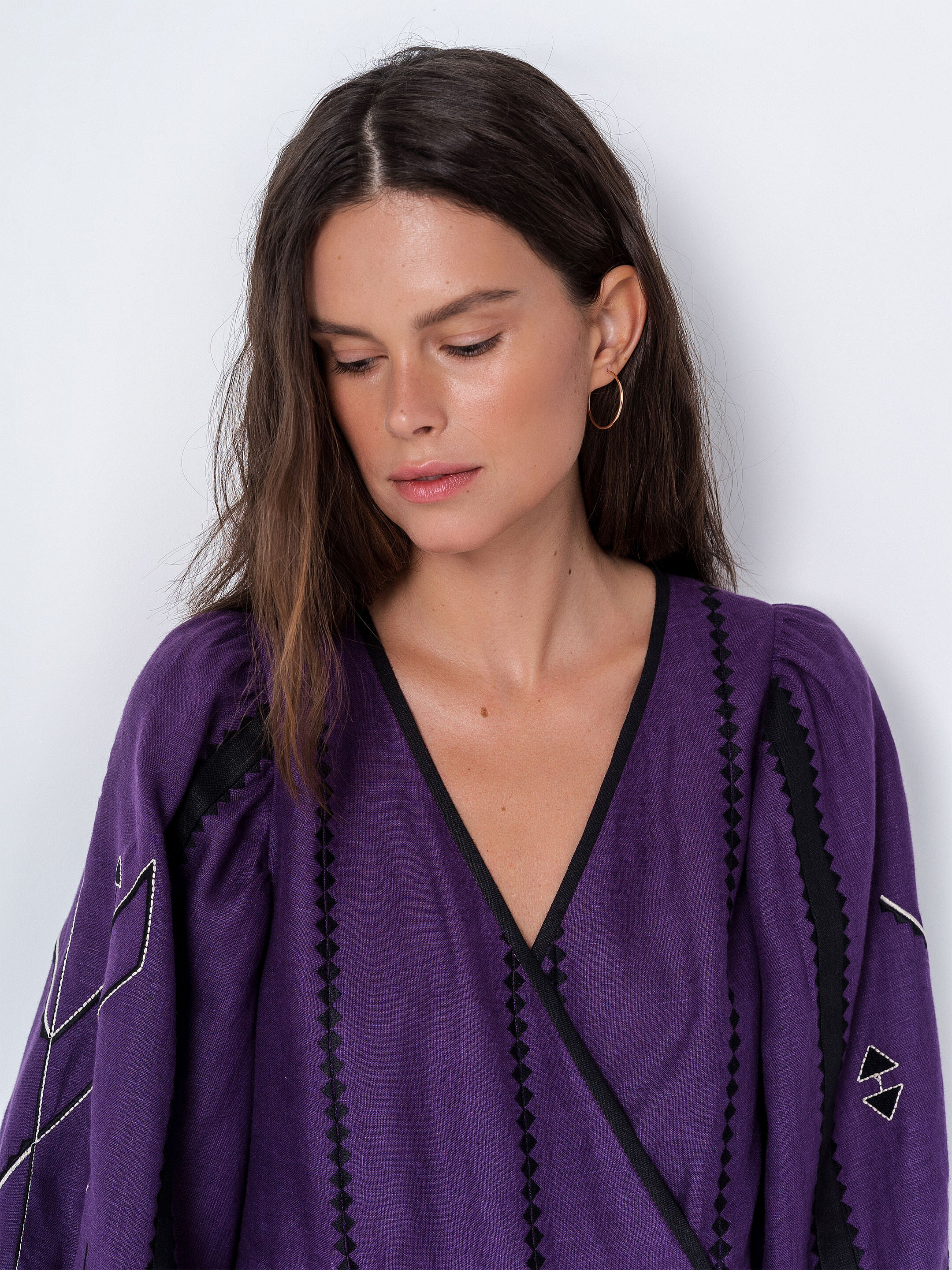 Linen Wrap Dress Geometria  cheap