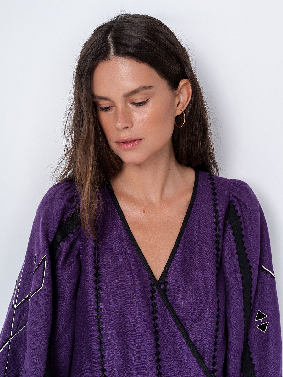 Linen Wrap Dress Geometria  [0]