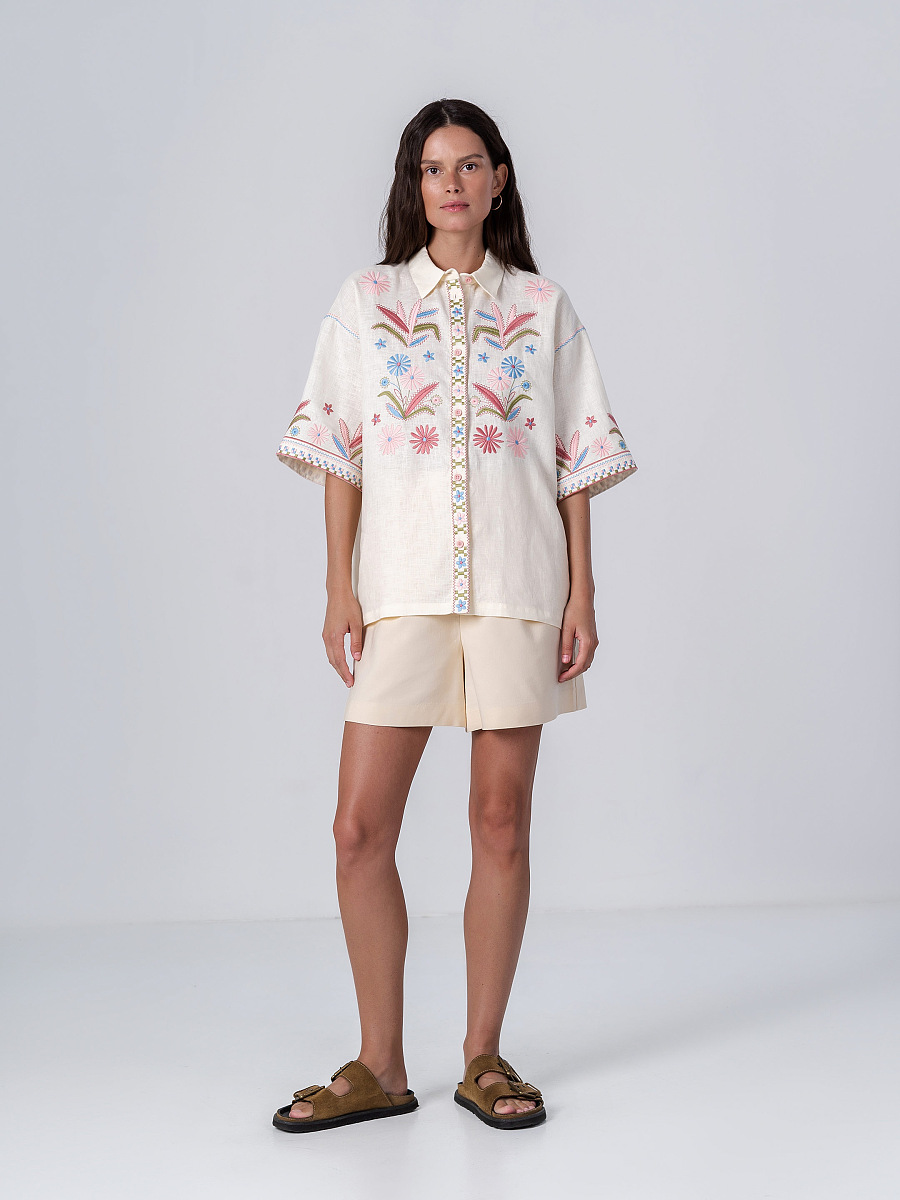 Linen shirt with floral embroidery Veselka [0]