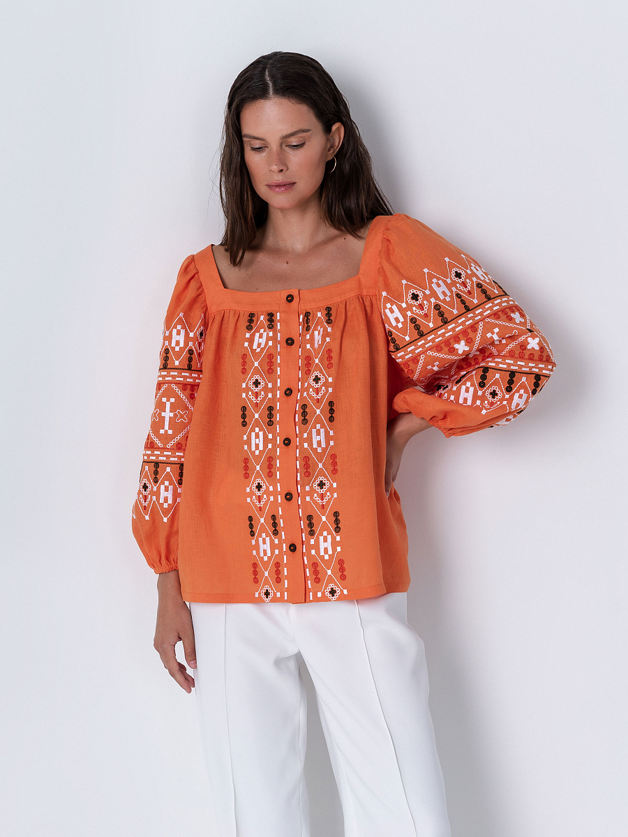 Orange linen blouse Pomaranch [0]