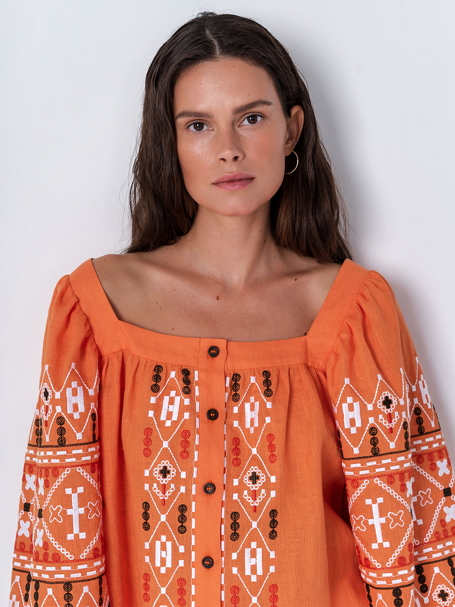 Orange linen blouse Pomaranch [0]