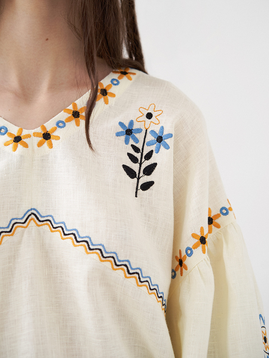 Linen blouse with floral embroidery Obriy [0]