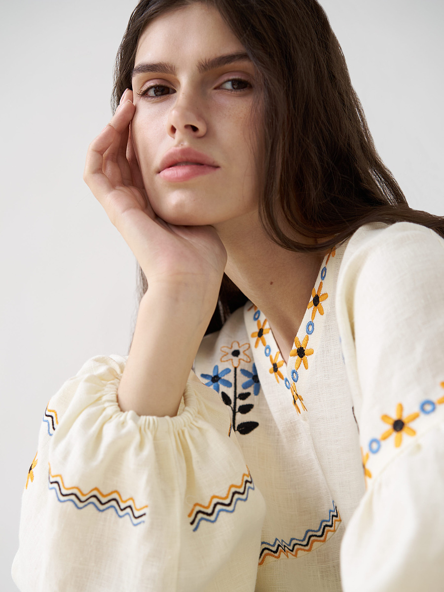 Linen blouse with floral embroidery Obriy [0]