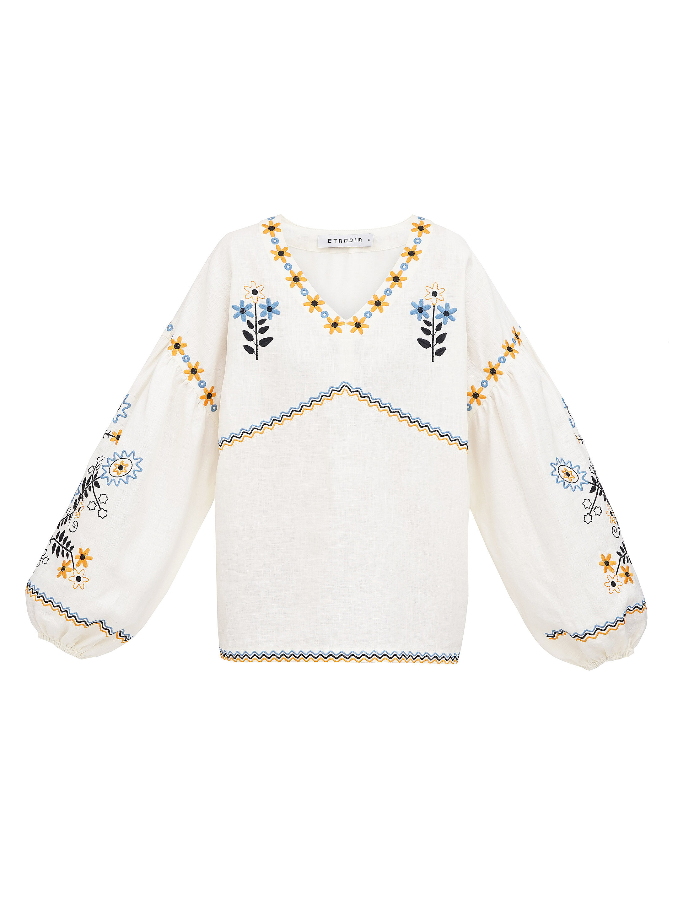 Linen blouse with floral embroidery Obriy buy