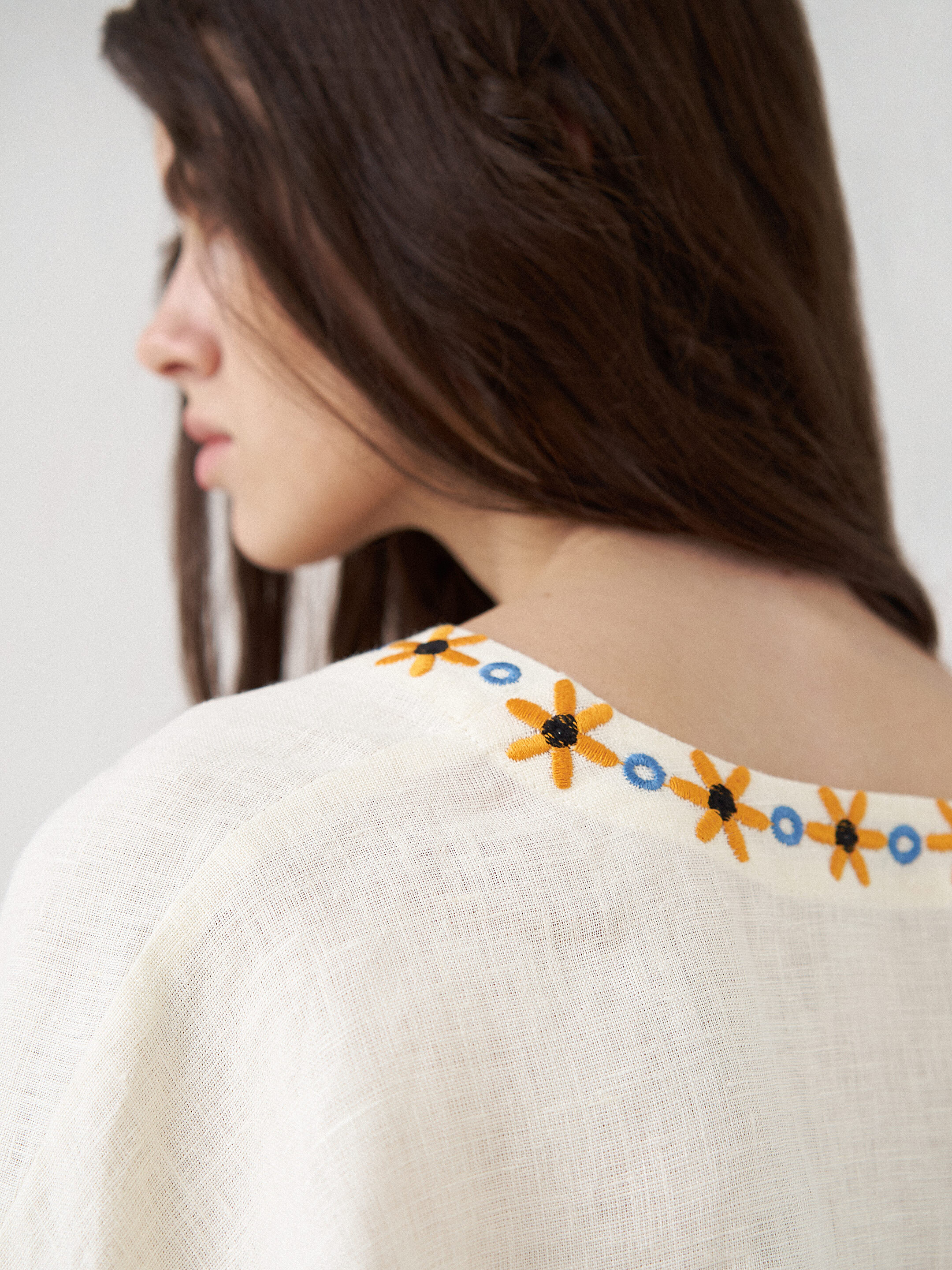 Linen blouse with floral embroidery Obriy in Ukraine