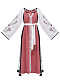 Long linen embroidered dress Cometa Red