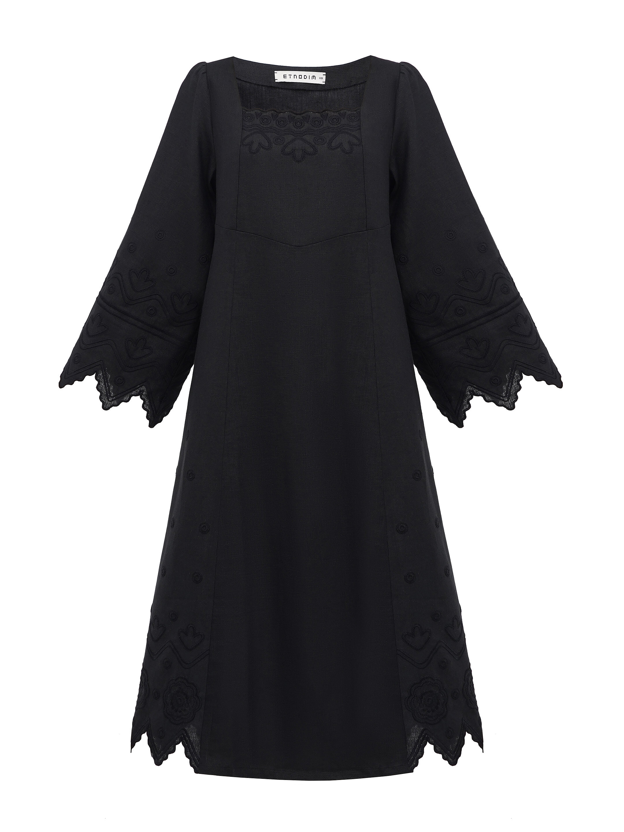 Black linen embroidered dress Nizhnist Black buy