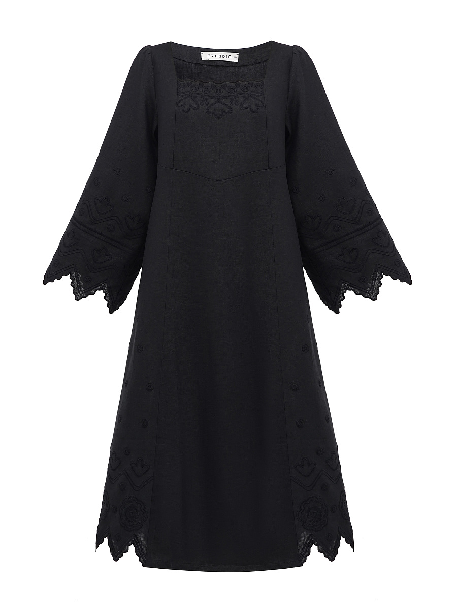 Black linen embroidered dress Nizhnist Black [0]