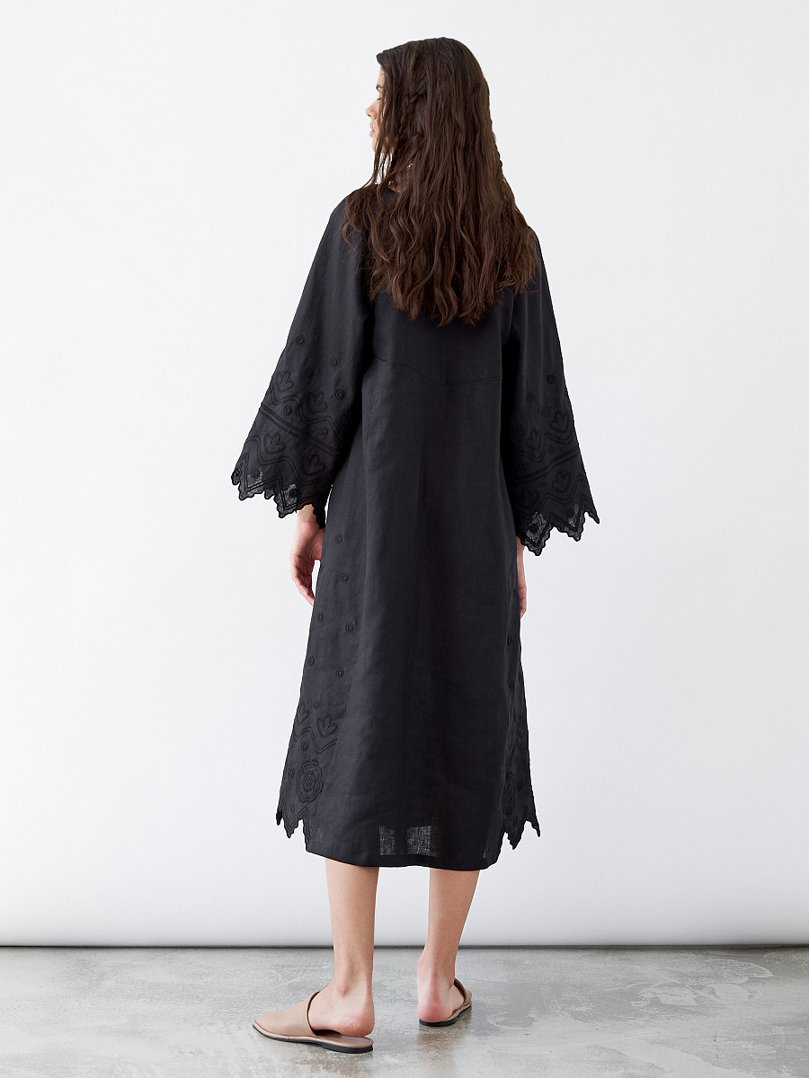 Black linen embroidered dress Nizhnist Black [0]