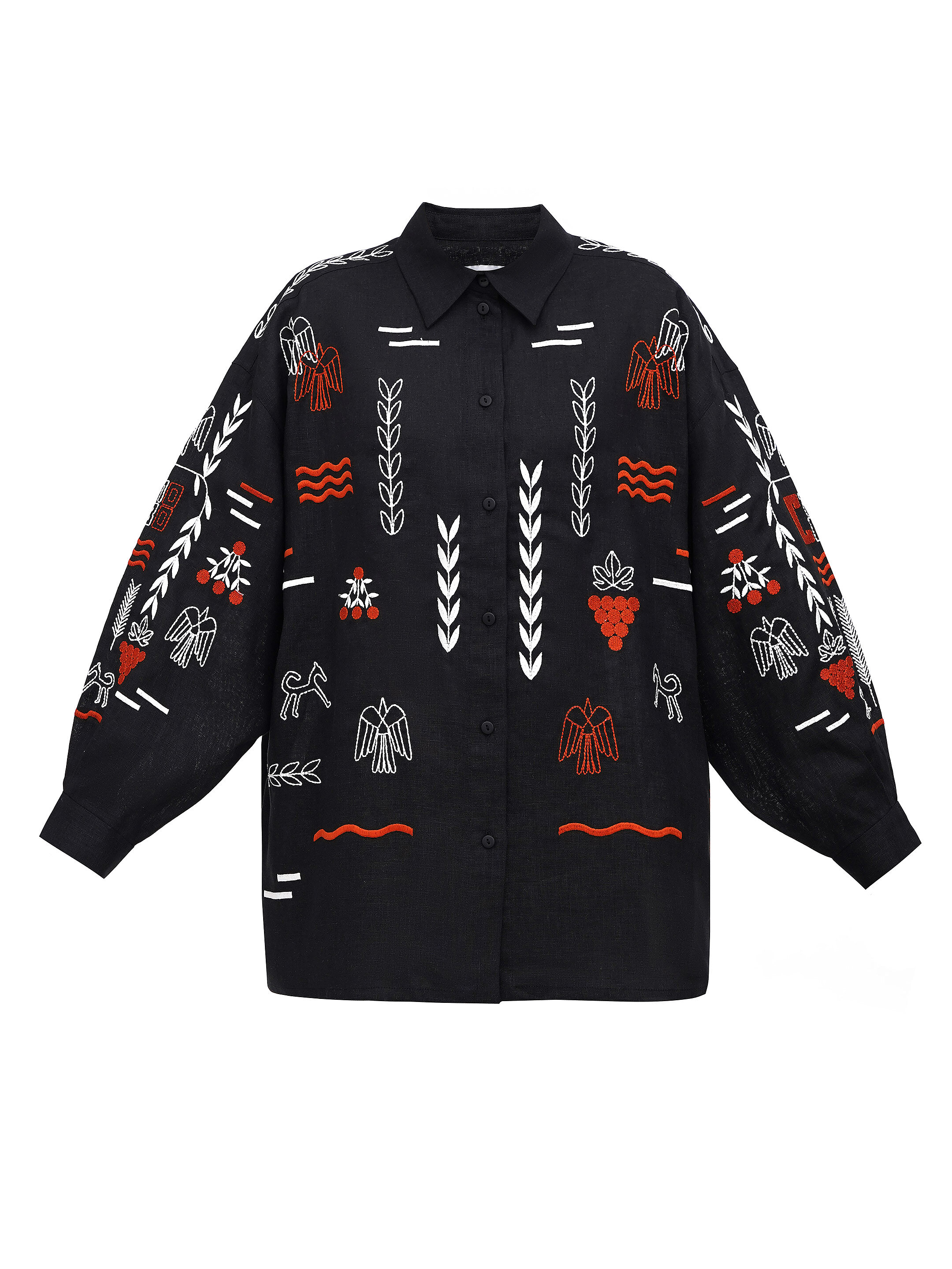 Black linen embroidered shirt SLOVO BLACK order