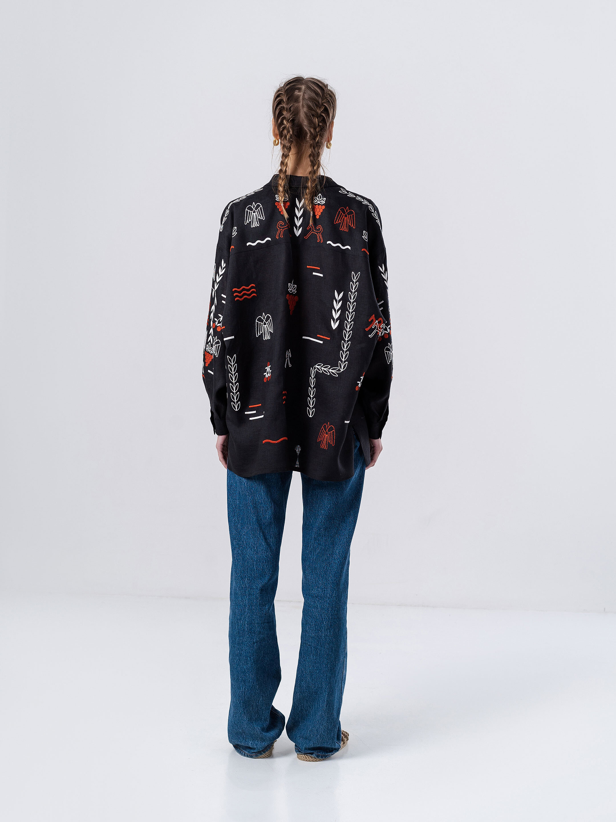 Black linen embroidered shirt SLOVO BLACK buy