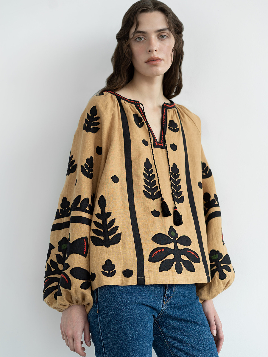 Linen embroidered shirt Korchynskyi Beige [0]
