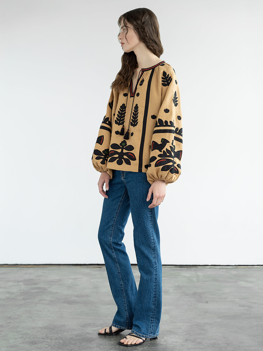 Linen embroidered shirt Korchynskyi Beige [0]