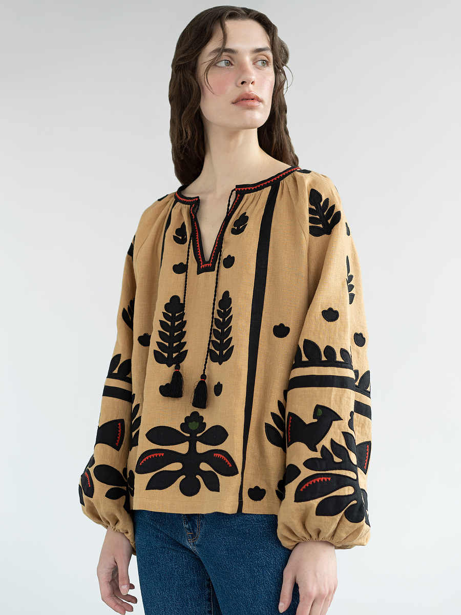 Linen embroidered shirt Korchynskyi Beige [0]