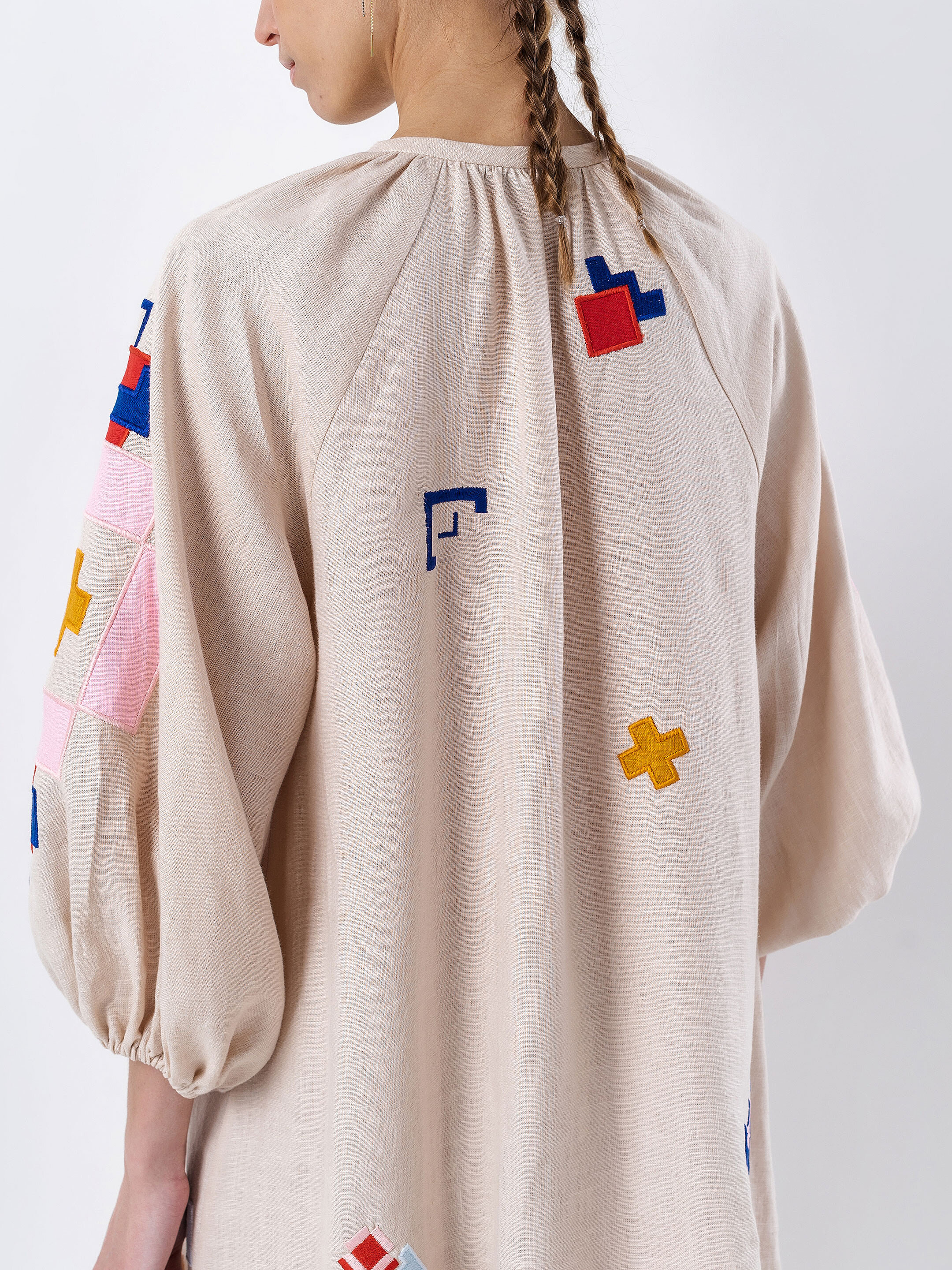 Light linen dress with applique Eva in Ukraine