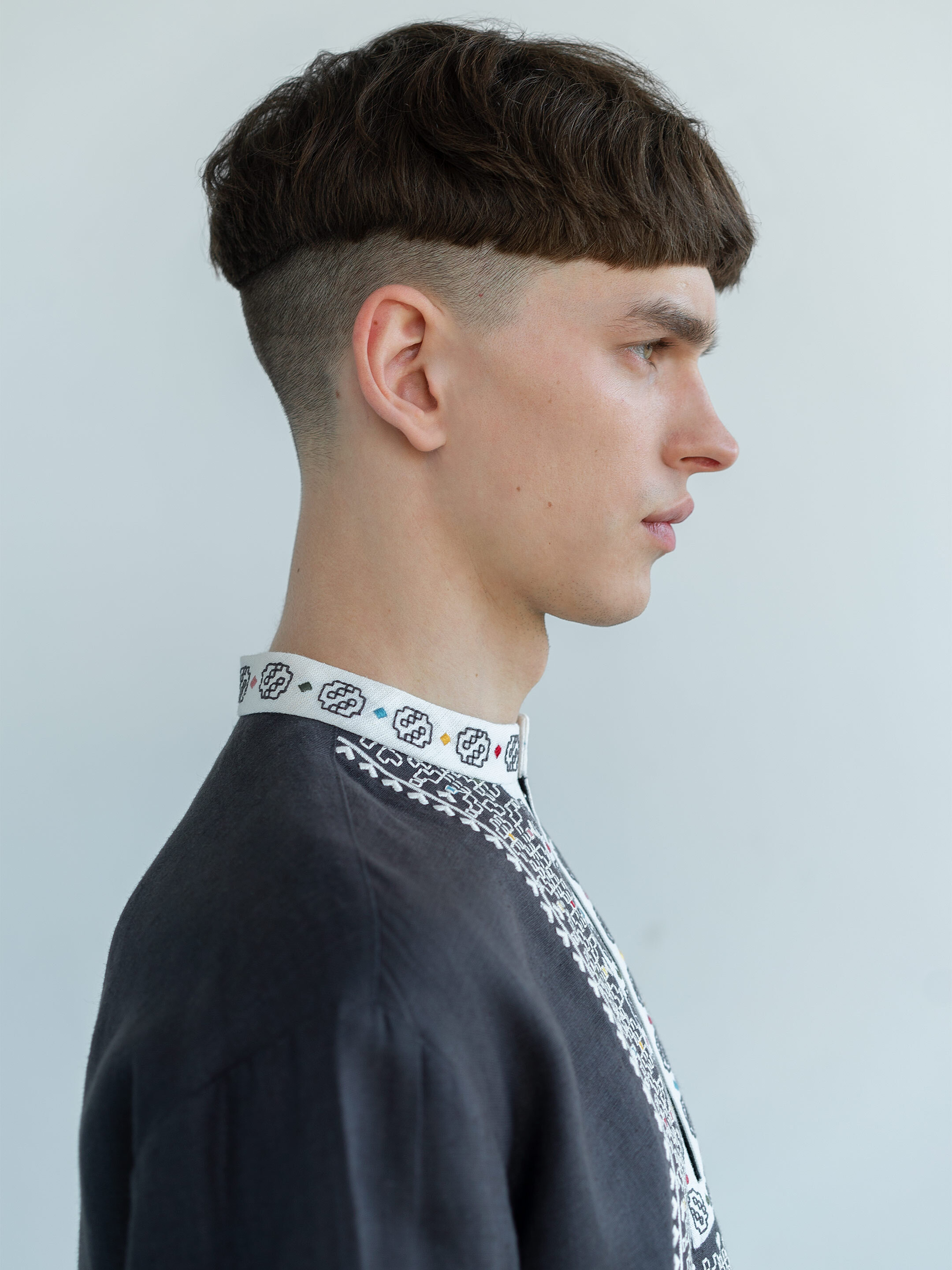 Linen shirt with embroidery in graphite color Hutsul in Ukraine