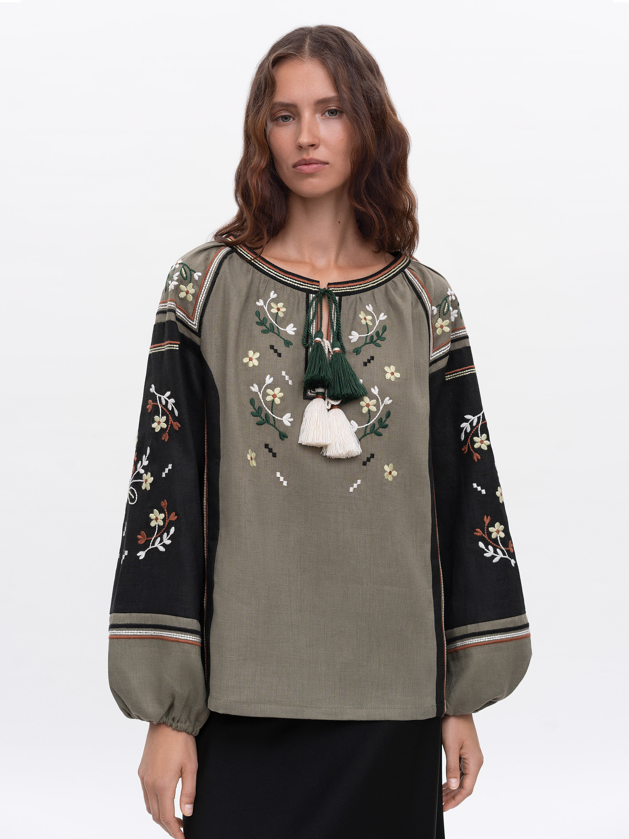 Linen embroidered shirt with floral ornament Vesna Buy