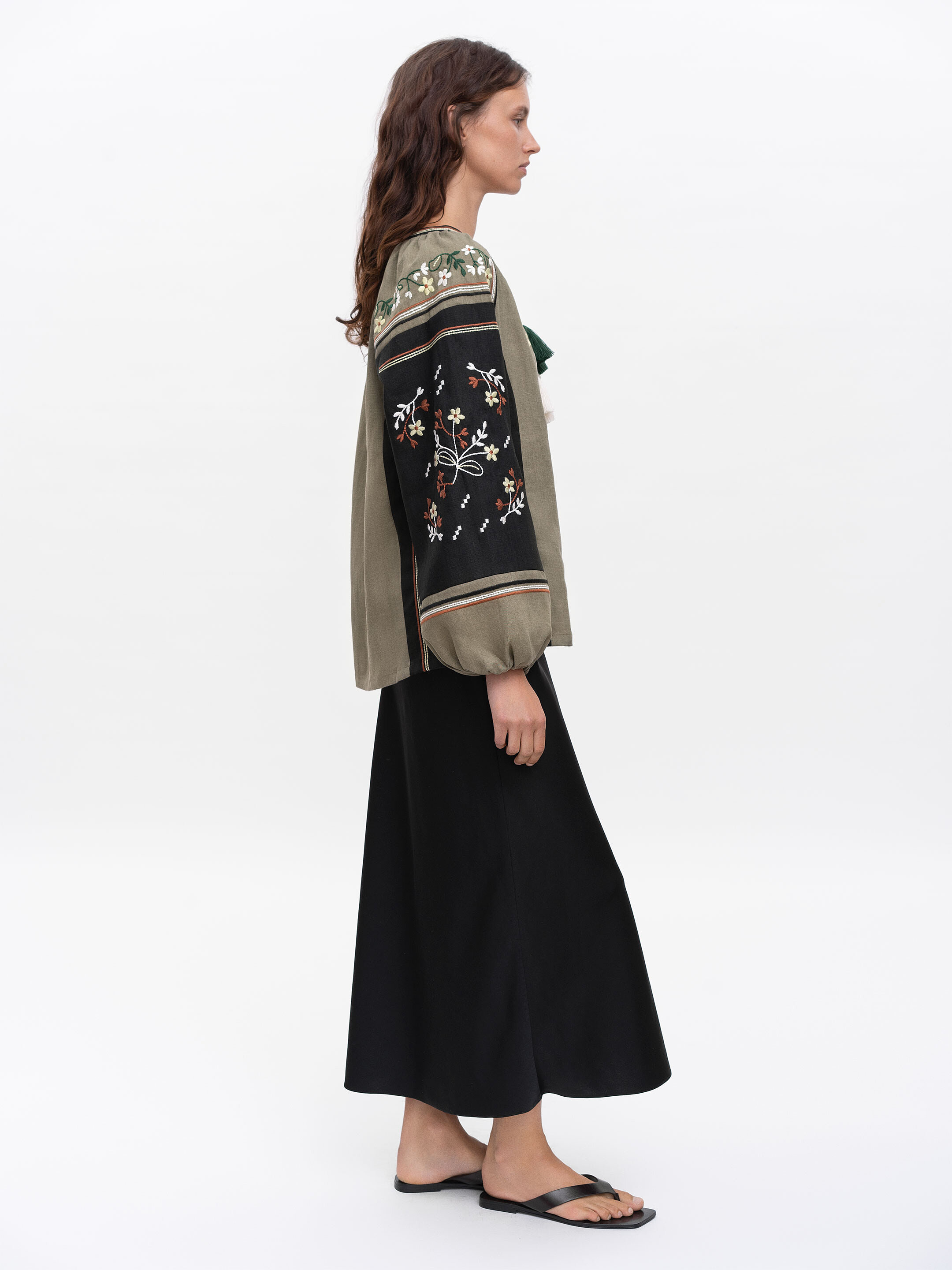 Linen embroidered shirt with floral ornament Vesna in Ukraine