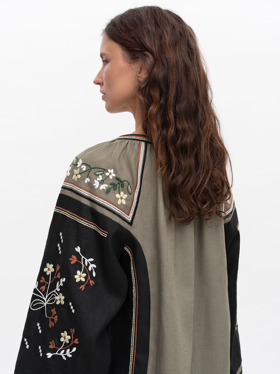 Linen embroidered shirt with floral ornament Vesna [0]