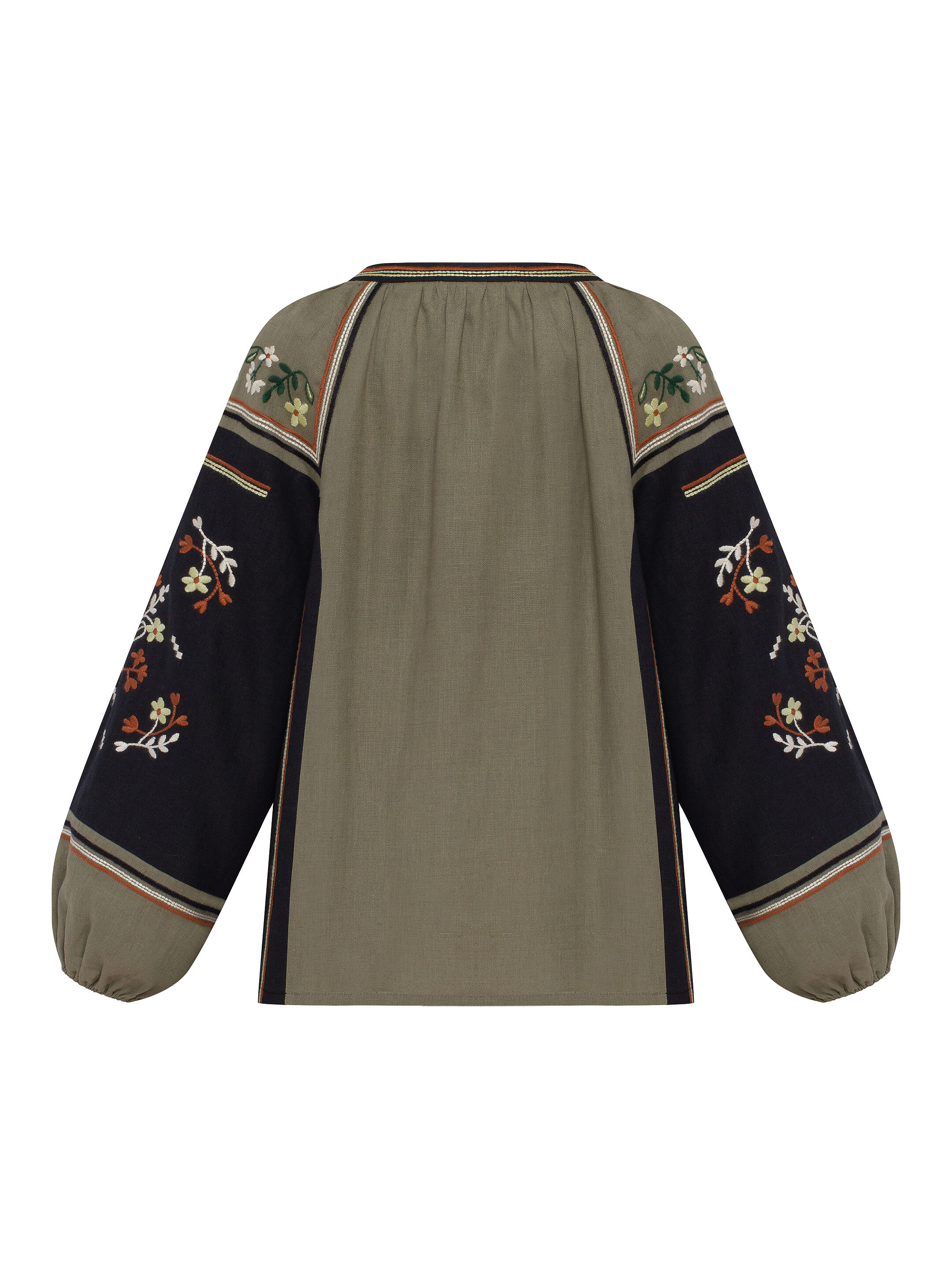 Linen embroidered shirt with floral ornament Vesna fitting