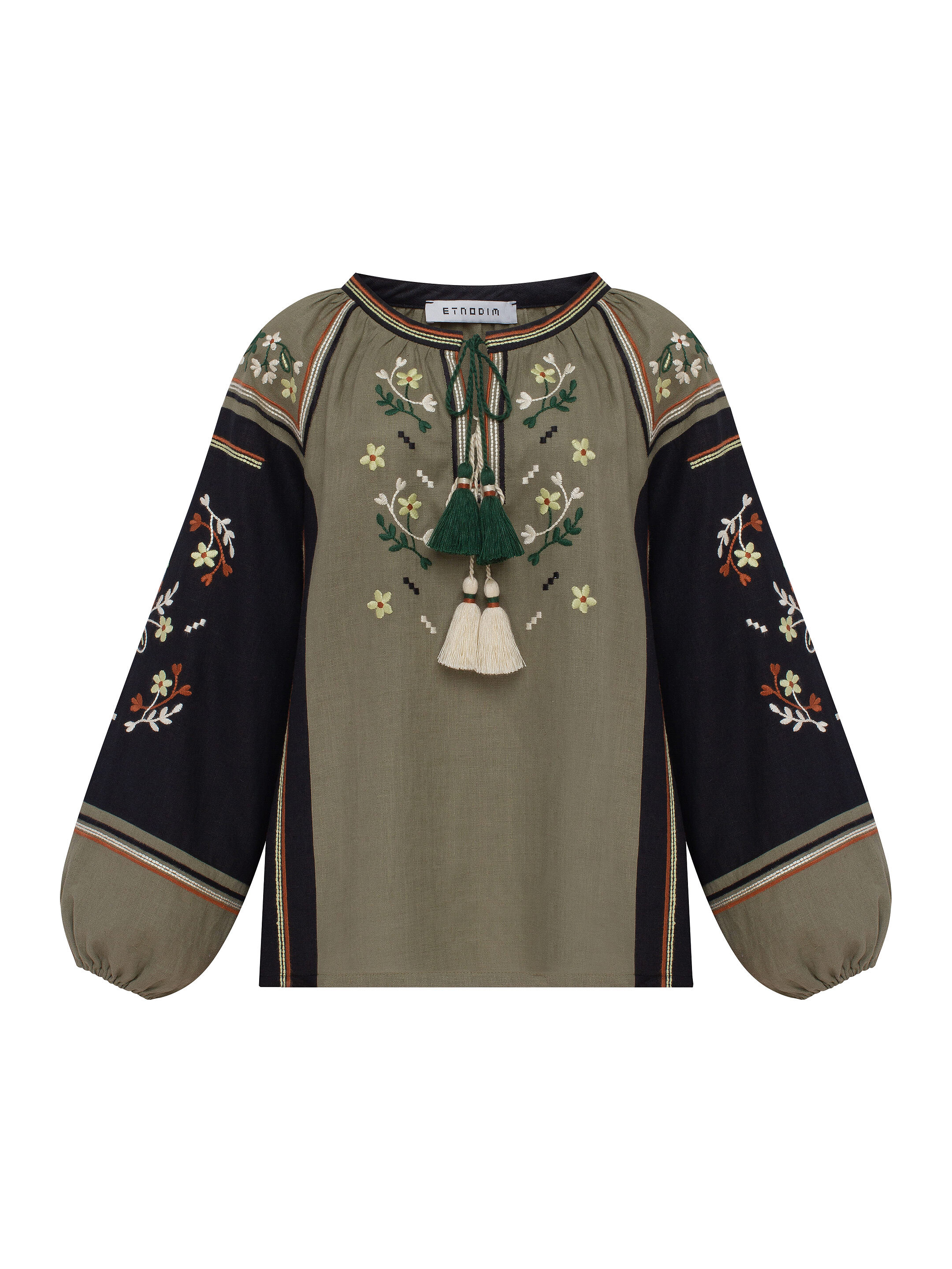 Linen embroidered shirt with floral ornament Vesna choose