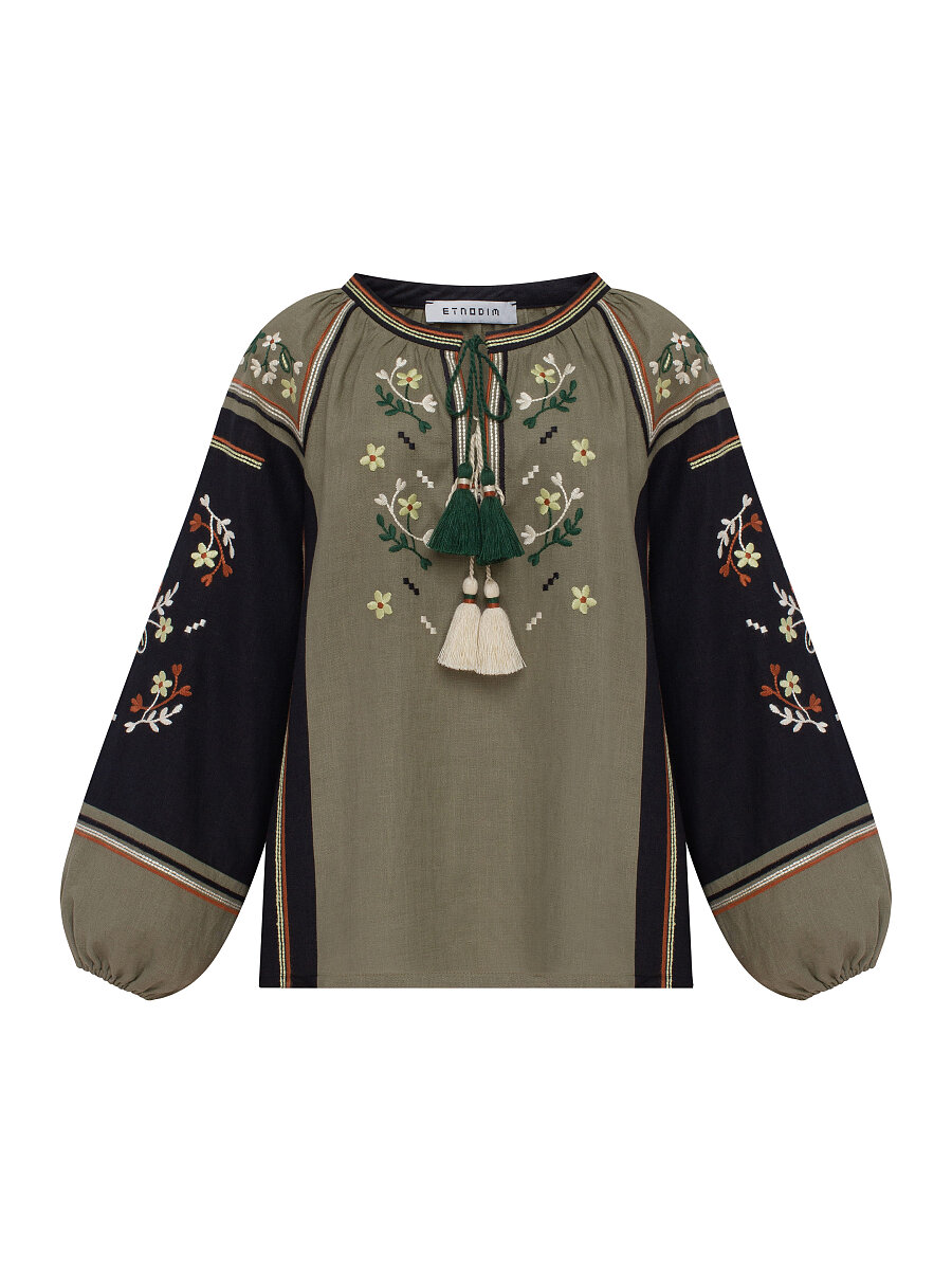 Linen embroidered shirt with floral ornament Vesna [0]