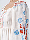 Linen embroidered dress with milk color MOZAIKA