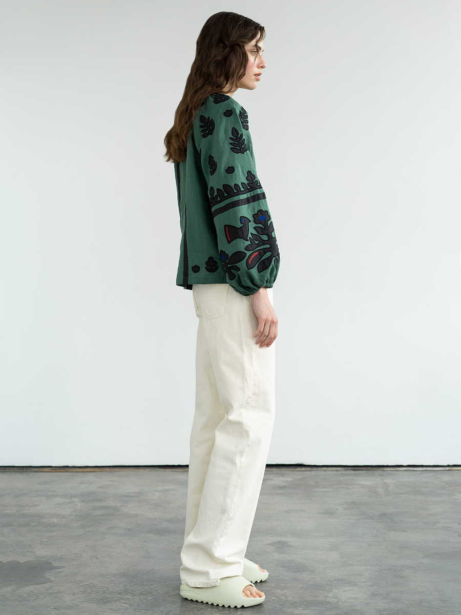 Linen embroidered shirt Korchynskyi Green [0]