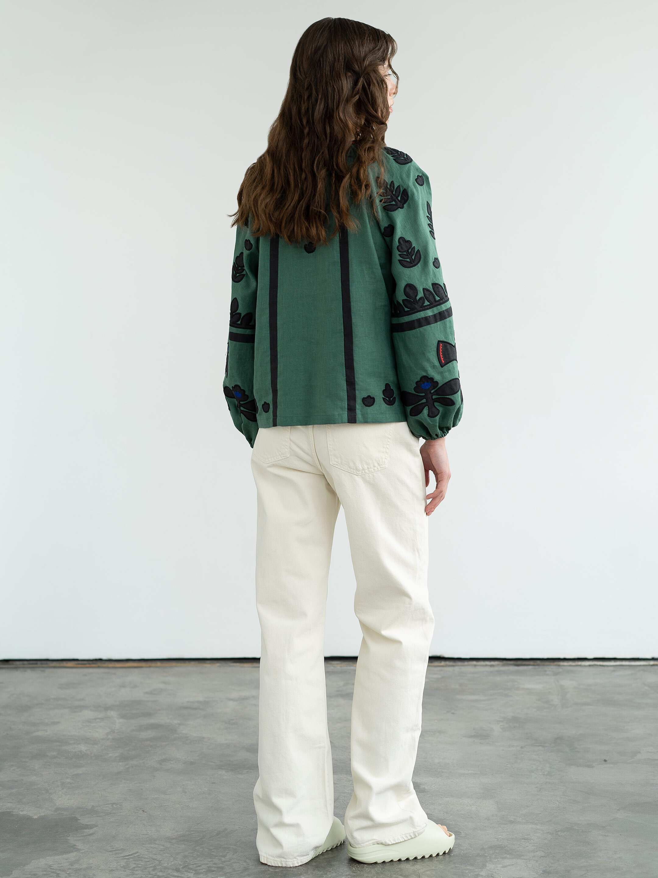 Linen embroidered shirt Korchynskyi Green sizes