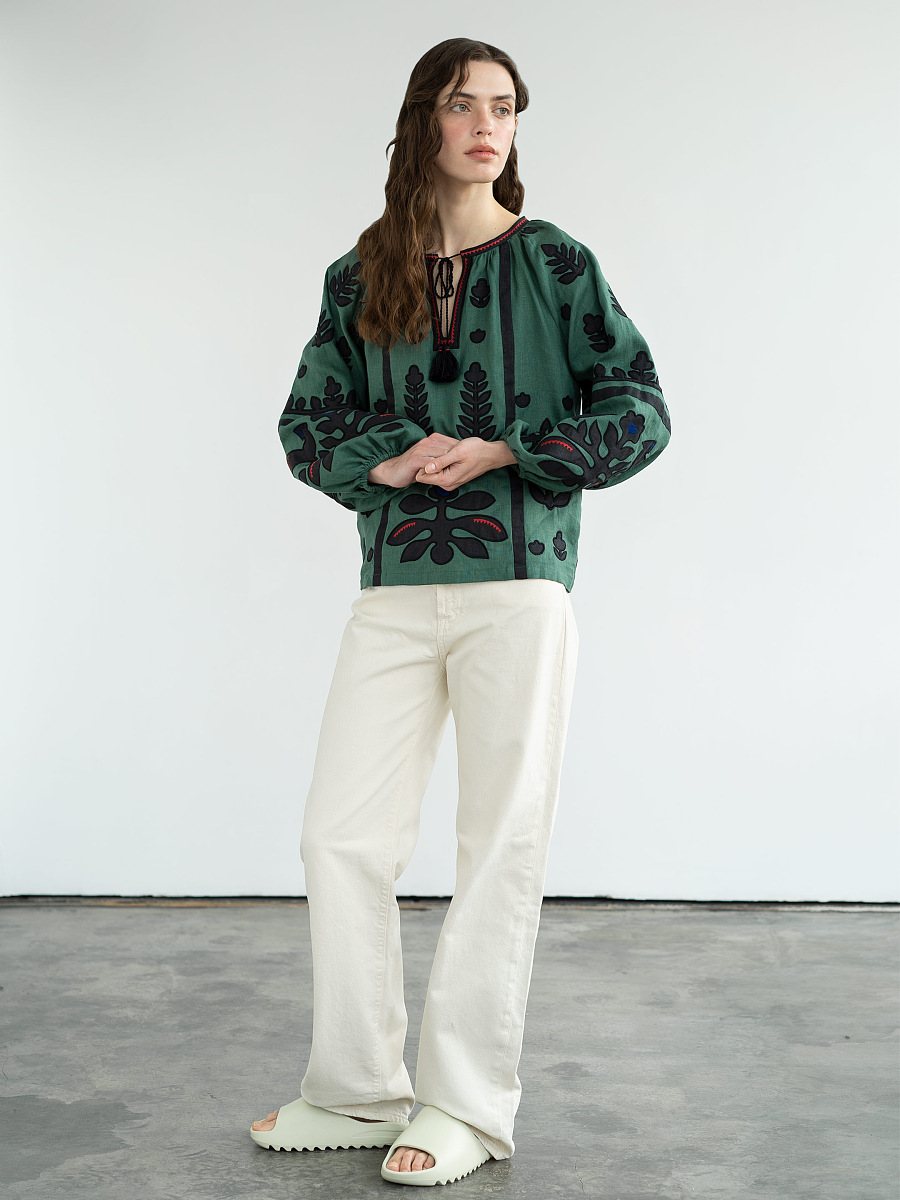 Linen embroidered shirt Korchynskyi Green [0]