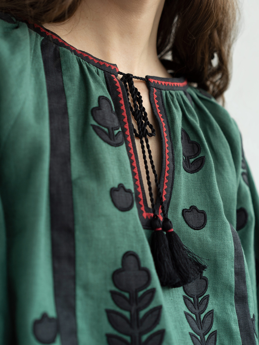 Linen embroidered shirt Korchynskyi Green [0]
