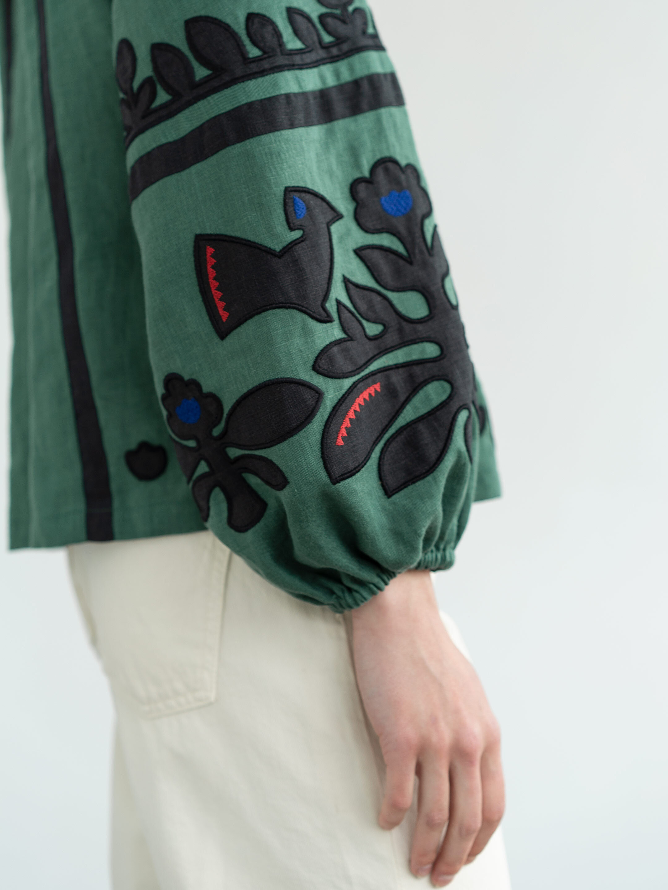 Linen embroidered shirt Korchynskyi Green choose