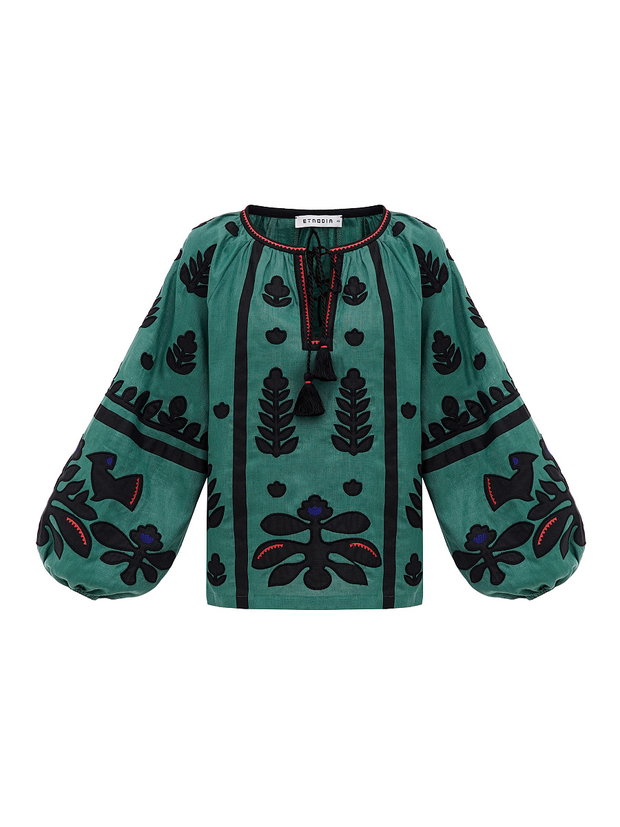 Linen embroidered shirt Korchynskyi Green [0]