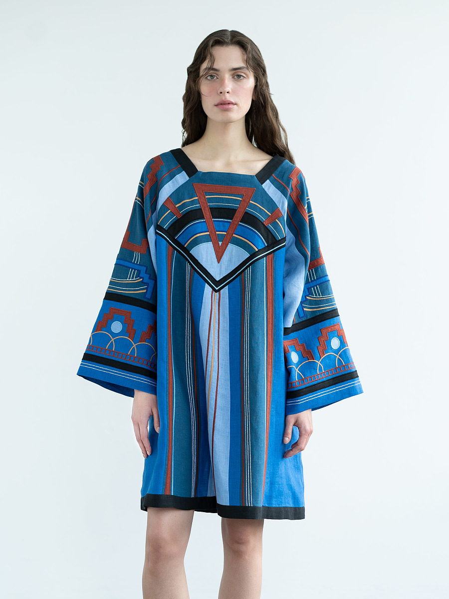 Linen dress with applique and embroidery Ekster [0]