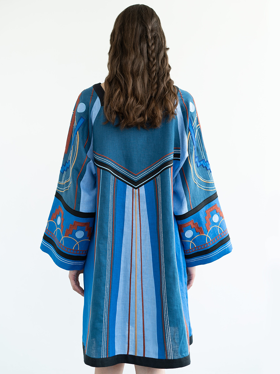 Linen dress with applique and embroidery Ekster [0]